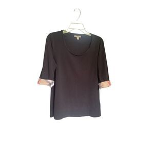 Burberry Brit Scoop Neck Jersey Tee Blouse Blavk Size L